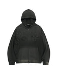 LÉVITER & Stud Chasm Eyes Salt Washed Hood Zip Up BLACK