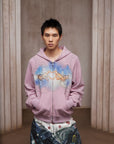 LÉVITER & Divine Hands” Rhinestone Hoodie Pink