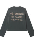LÉVITER Cropped Thermal Long Sleeve — Charcoal