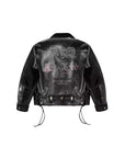 Tiger Riot Moto Jacket in Waxed Leather with Fur Patchwork