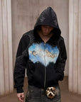 LÉVITER & Divine Hands” Rhinestone Hoodie Black