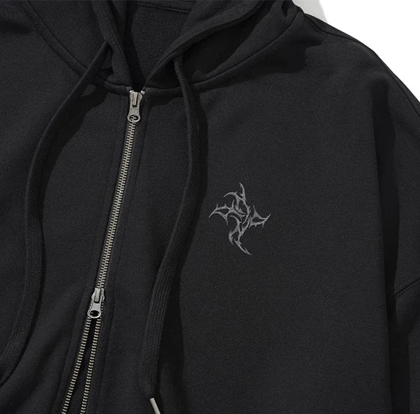 LÉVITER &amp; Dagger Tribal Logo Hood Zip Up BLACK