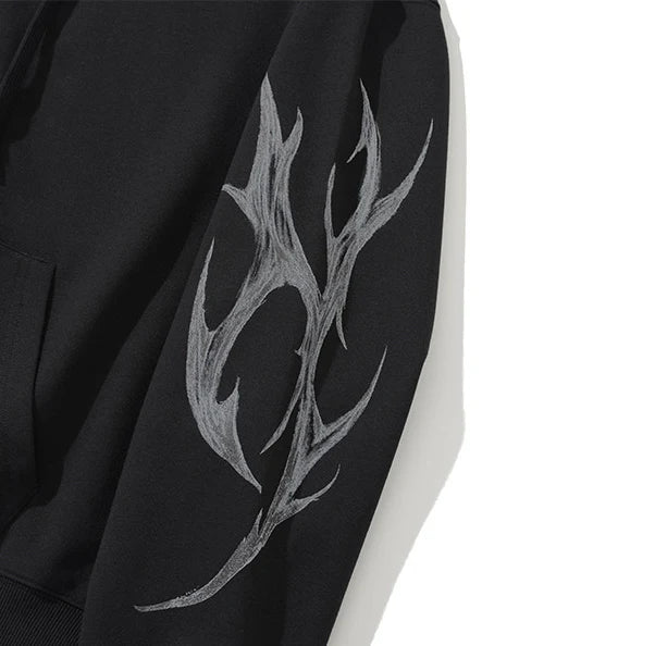 LÉVITER &amp; Dagger Tribal Logo Hood Zip Up BLACK