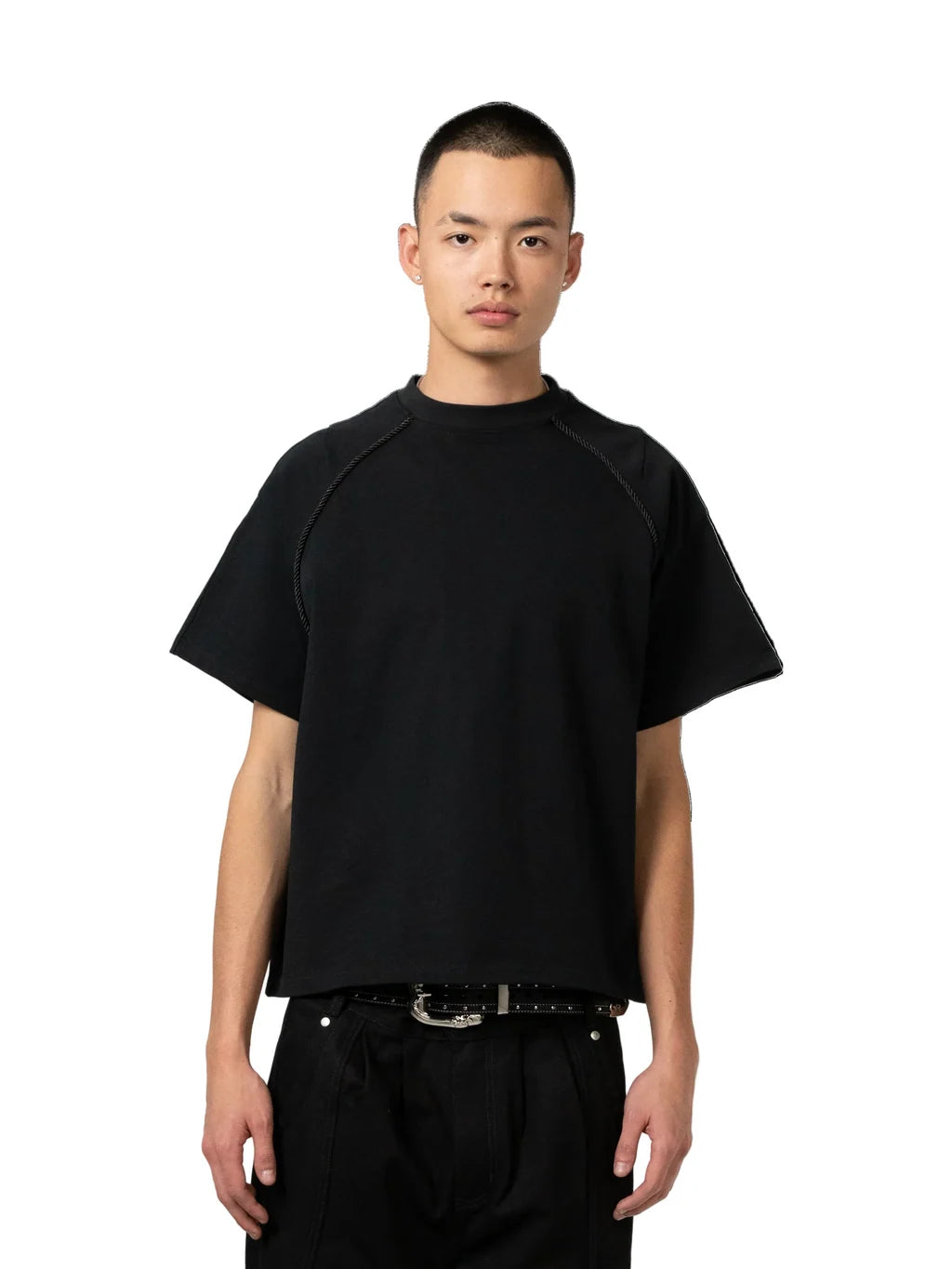 LÉVITER &amp; ADVENES Black Interlace T-Shirt
