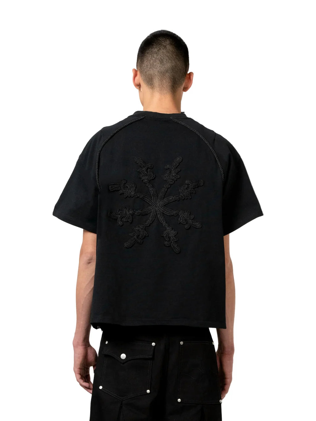 LÉVITER &amp; ADVENES Black Interlace T-Shirt
