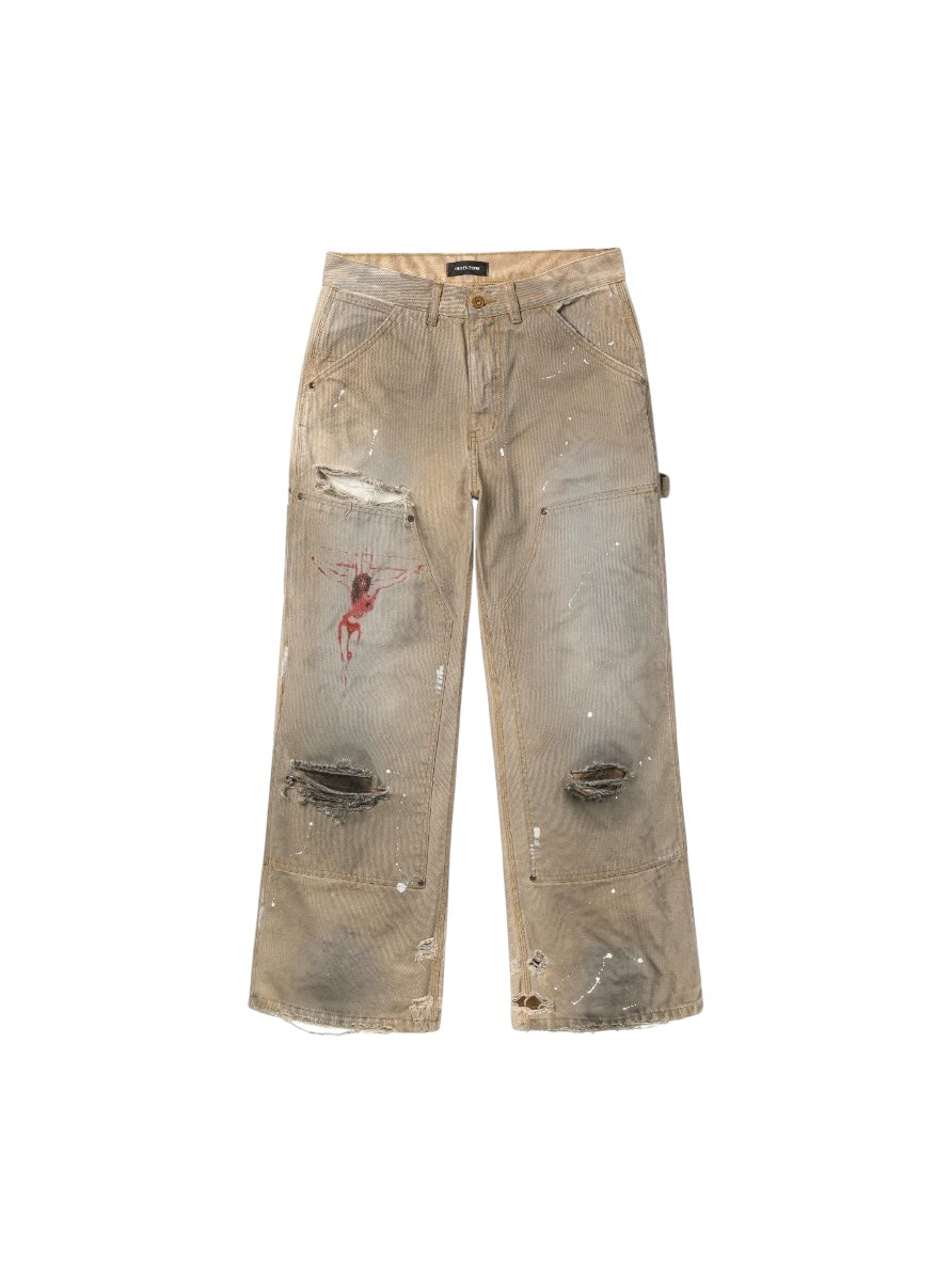 REGEN ZONE 25SS – Dirty White Distressed Lumber Pants