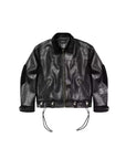 Tiger Riot Moto Jacket in Waxed Leather with Fur Patchwork