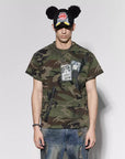 LÉVITER DND4DES Rhinestone Cross Marlboro Machine Gun Camo Tee