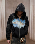 LÉVITER & Divine Hands” Rhinestone Hoodie Black