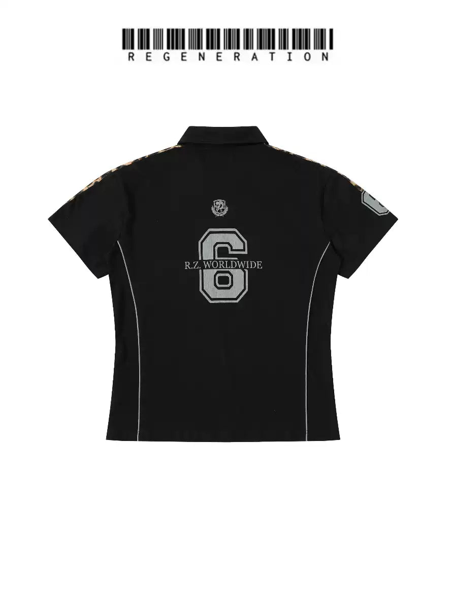 LÉVITER &amp; REGEN ZONE SS26 Leopard Jacquard Striped Reflective Goat Polo