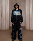 LÉVITER & Divine Hands” Rhinestone Hoodie Black