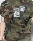 LÉVITER DND4DES Rhinestone Cross Marlboro Machine Gun Camo Tee