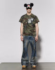 LÉVITER DND4DES Rhinestone Cross Marlboro Machine Gun Camo Tee