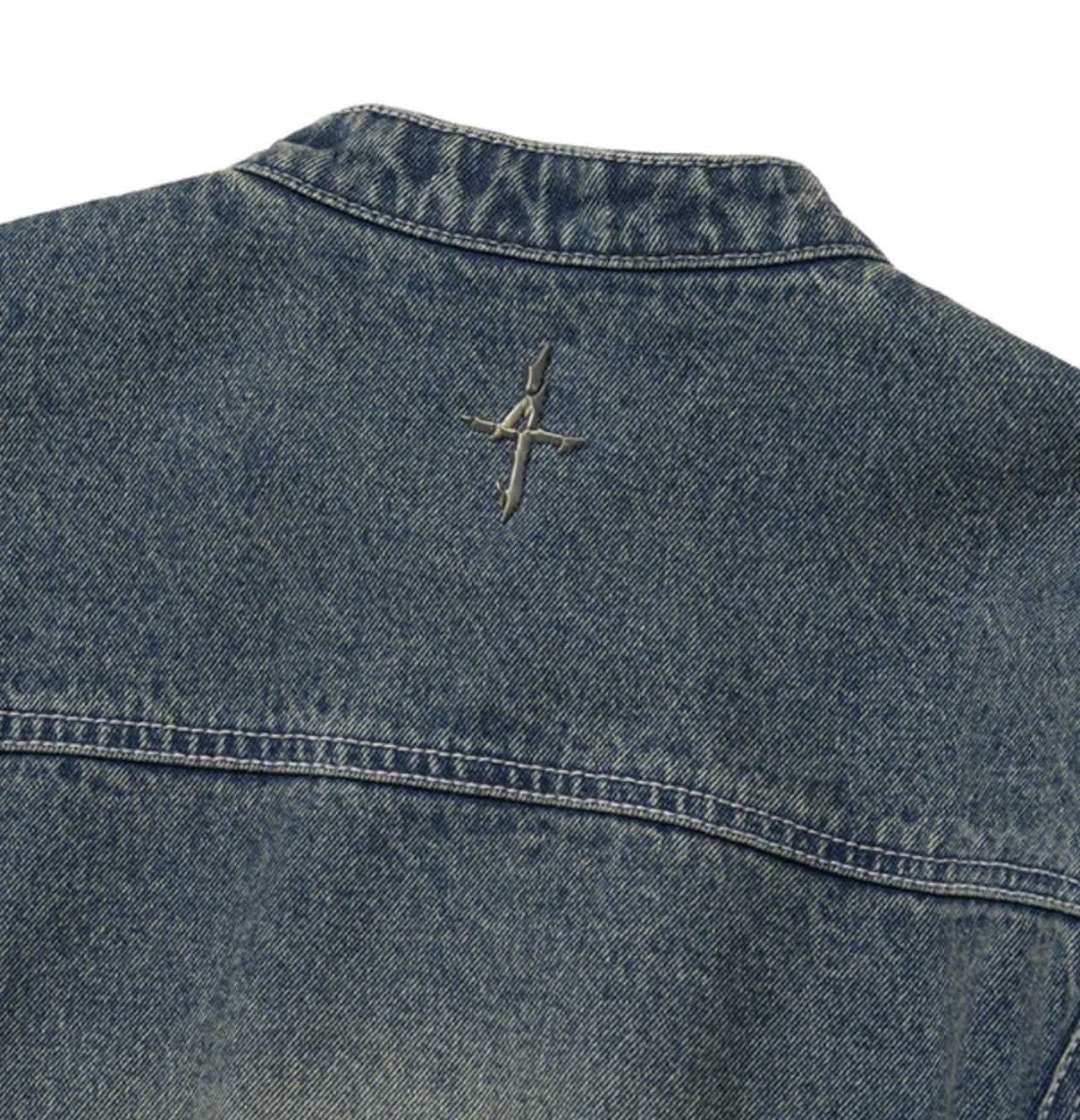 LÉVITER &amp; Knit Sleeve Denim Jacket DEEP BLUE