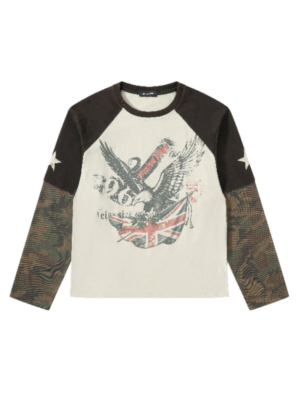 Flag Graphic Patchwork Loose Longsleeve