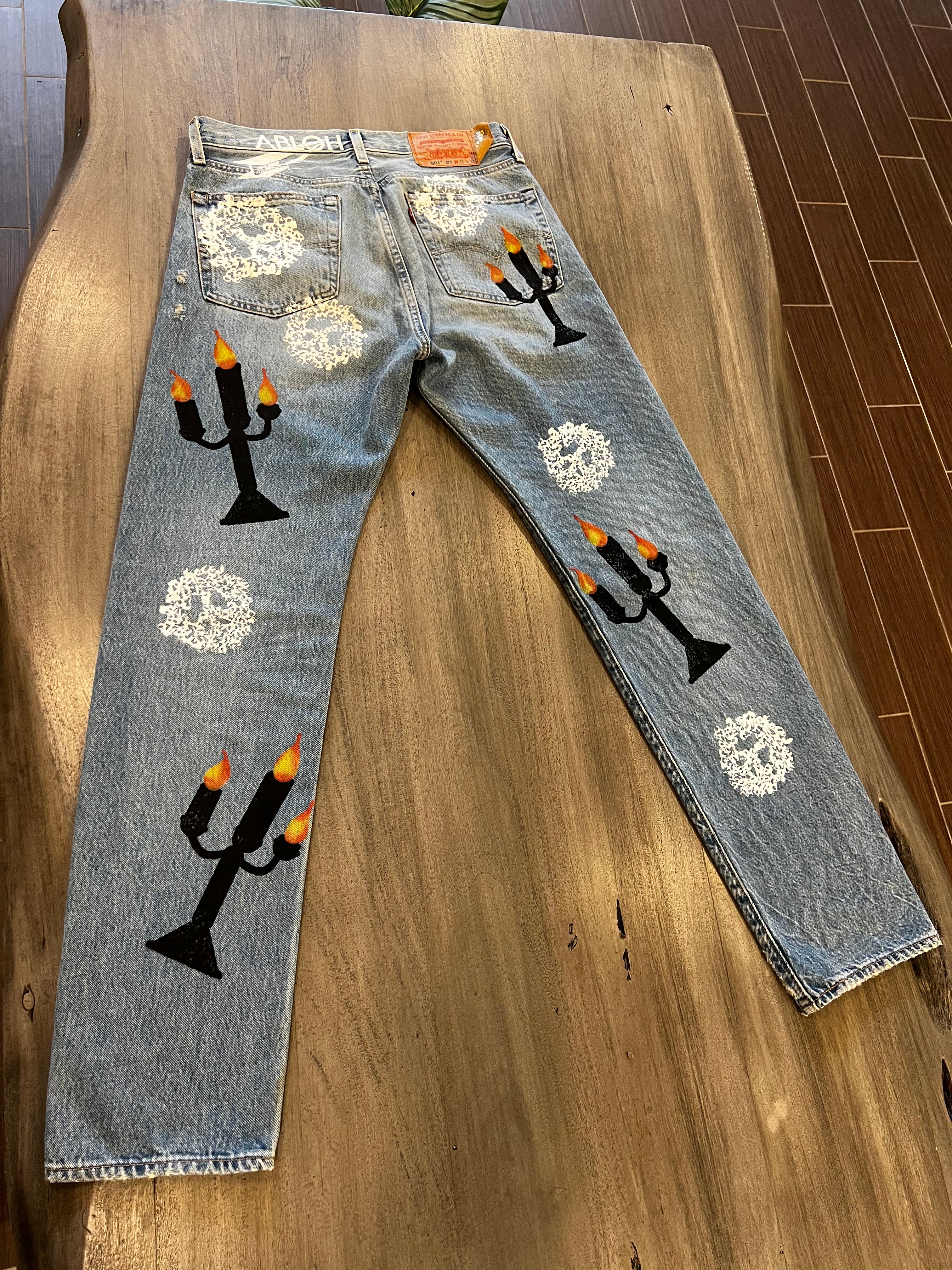Denim Tears x Virgil Abloh Message in a Tear Embroidered Jeans