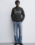 Léviter College Acid Wash Crewneck Zip-Up